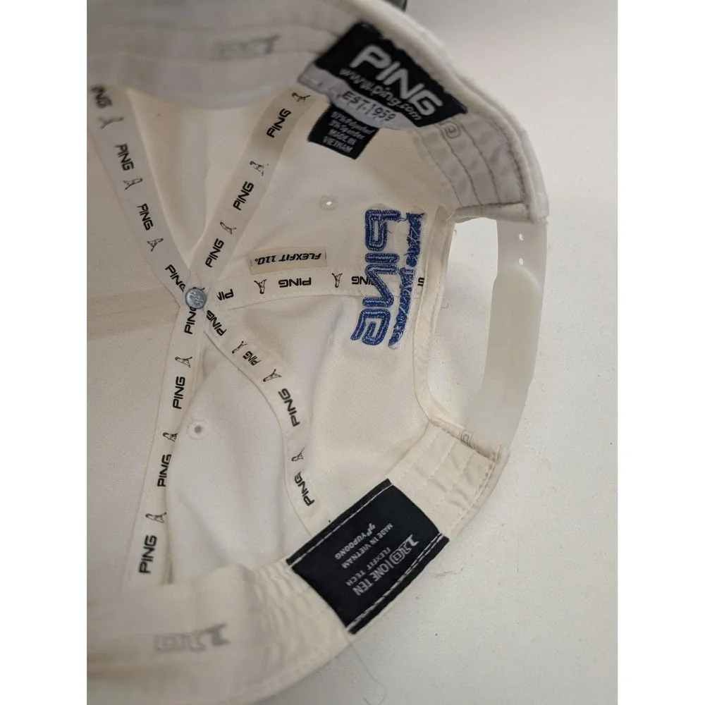 PING Hat Cap Snap Back White Golf‎ Junior Interclub Flexfit Embroidered Mens